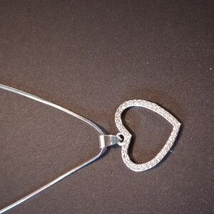 Necklace heart with rhinestones 16 inches